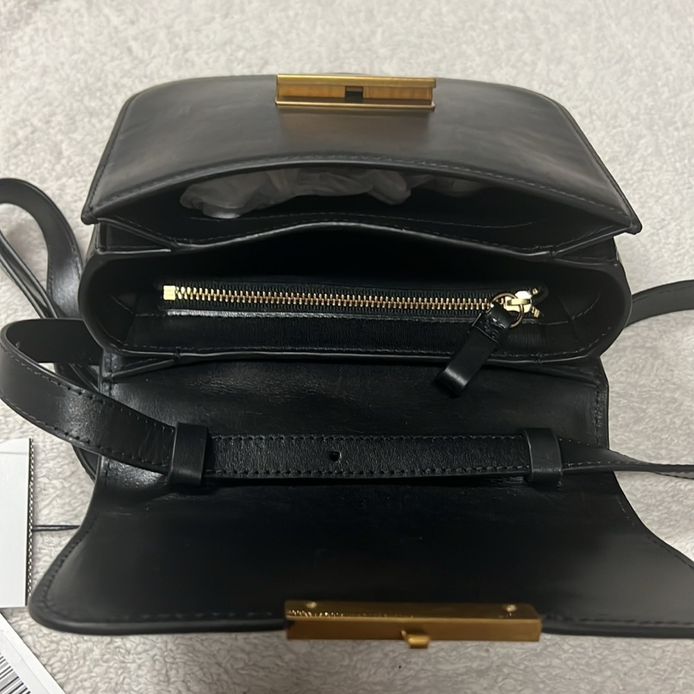 Loeffler Randall Black Leather Crossbody with Gold Tone Hardware - Picture 9 of 11